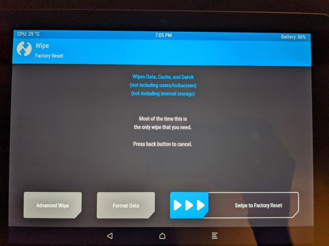 TWRP wipe menu